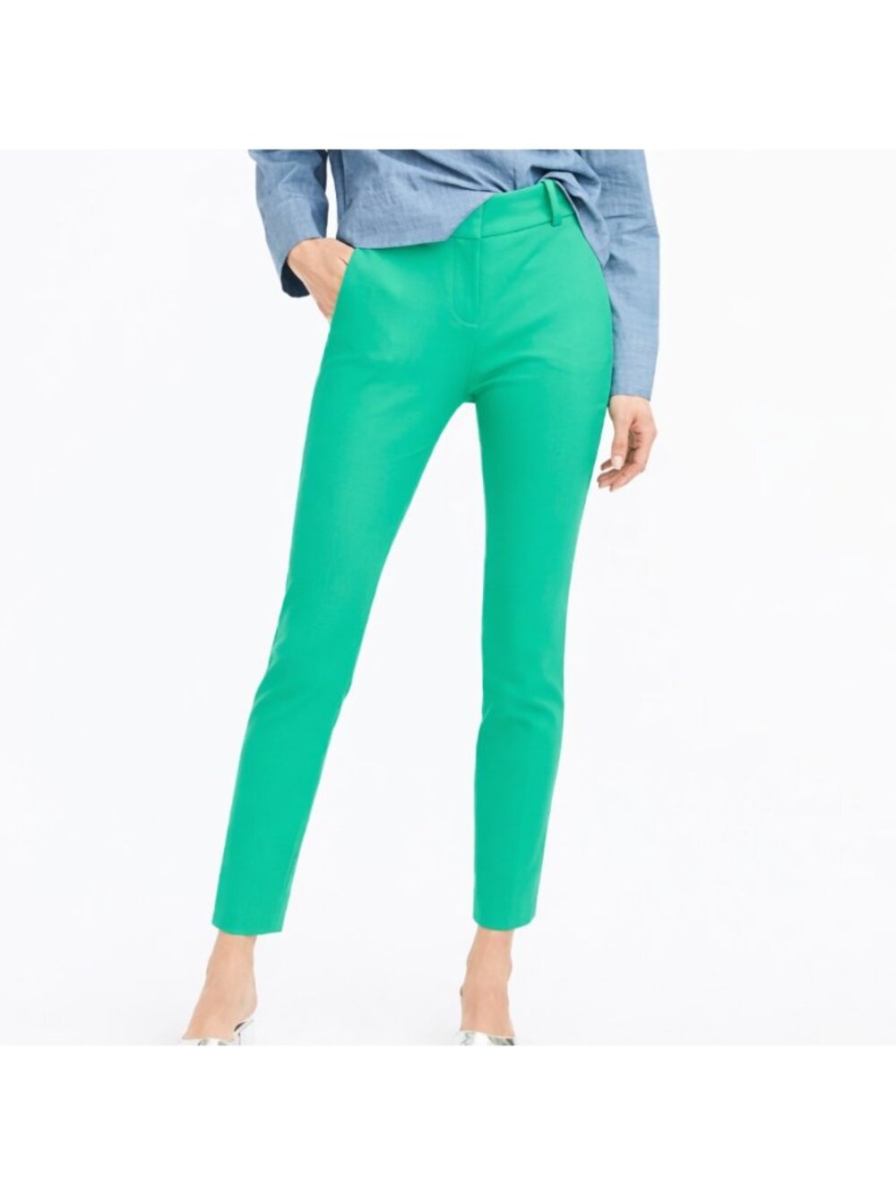 NWT J.Crew Slim Crop Cameron in Vintage Kelly Green Four Season Stretch Pants 8P
